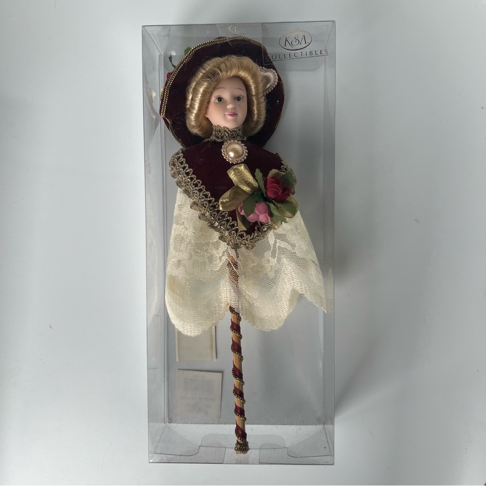 Vintage Kurt S Adler KSA Victorian Porcelain Doll Christmas Ornament Burgundy